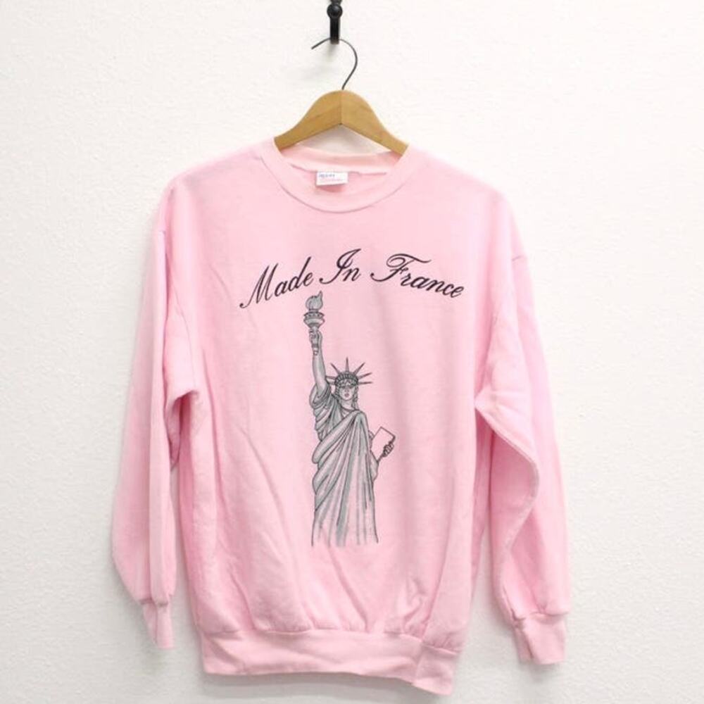 Vintage 80s Avon Statue of Liberty Pink Sweatshirt Mens Large NYC